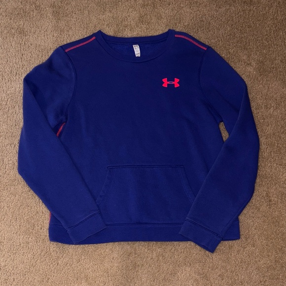 Under Armour Royal Blue Pullover with Pink Emblem - Picture 1 of 2